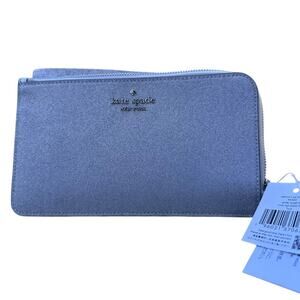 Kate Spade - Lucy medium L-zip Glitter Wristlet in Silver, NWT